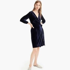 NWT J. Crew Velvet Navy Wrap Dress